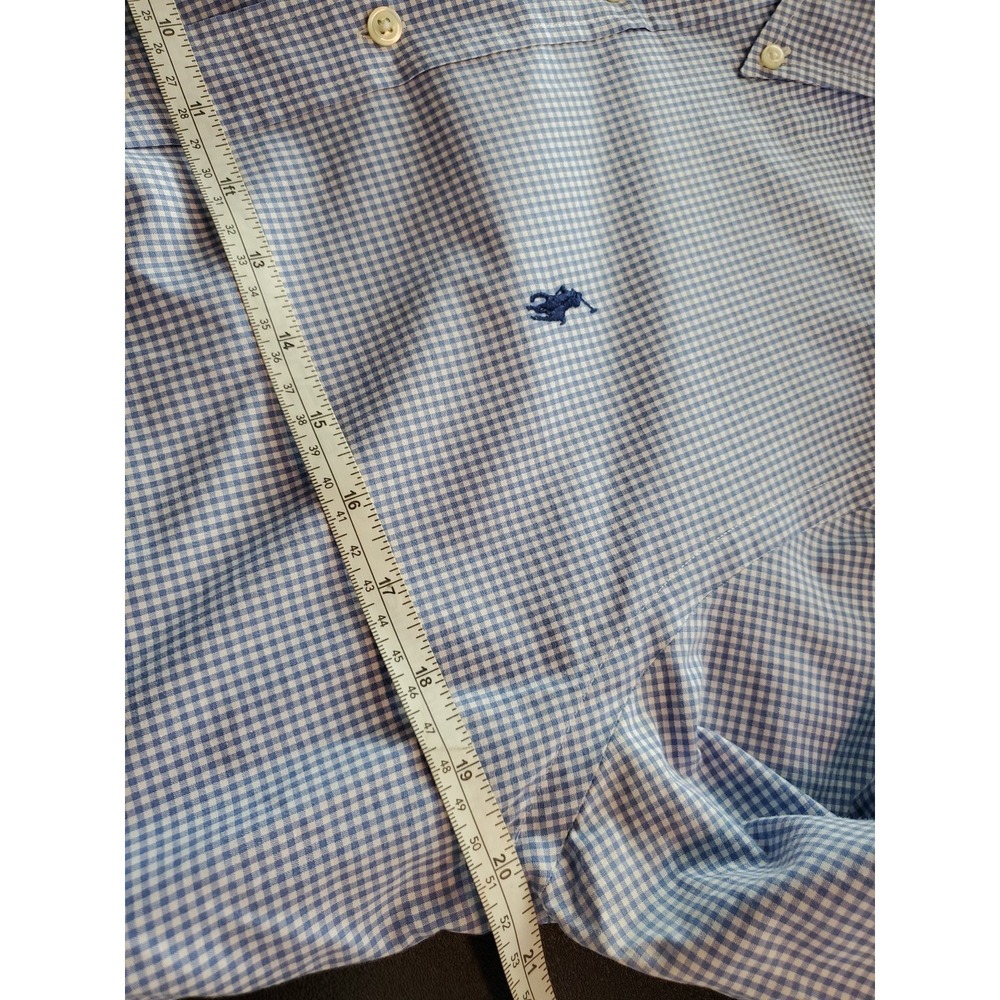 Ralph Lauren Mens M Slim Fit Blue Check Button‎ Shirt 100% Cotton 15 1/2- 39 - Picture 4 of 5